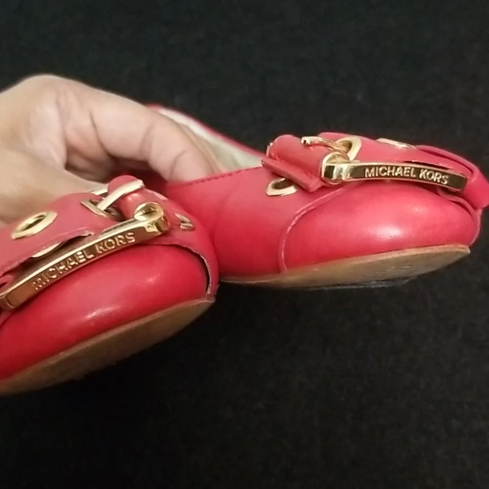 [Excellent Condition] MICHAEL KORS leather ballet flats in Red Calder MK Size 6